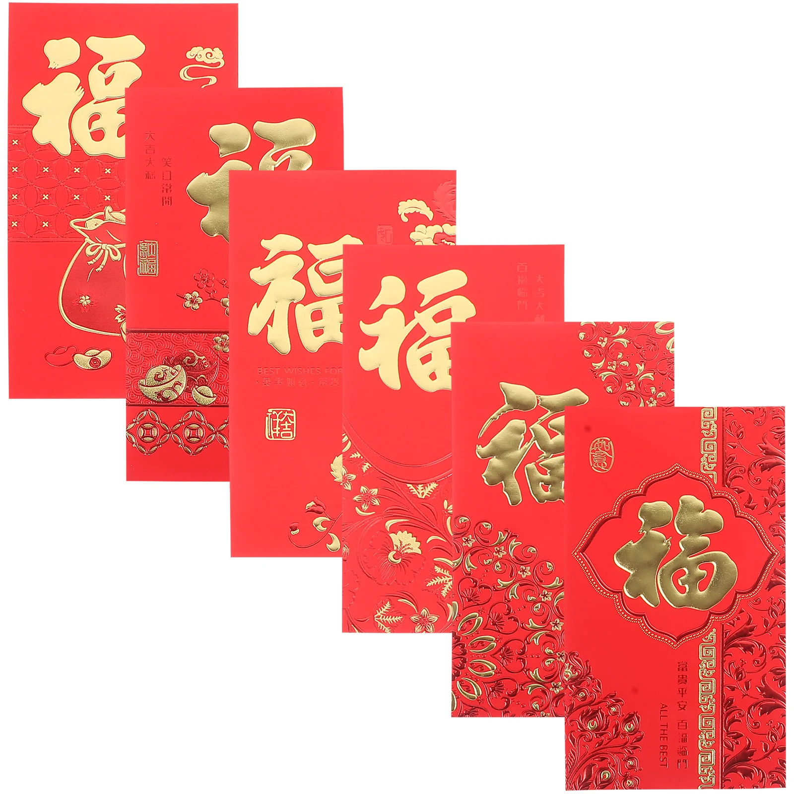 6 Pcs Zodiac Sign Is Seal Red Money Envelopes Chinese New Year Pockets Small Lunar Wedding Style