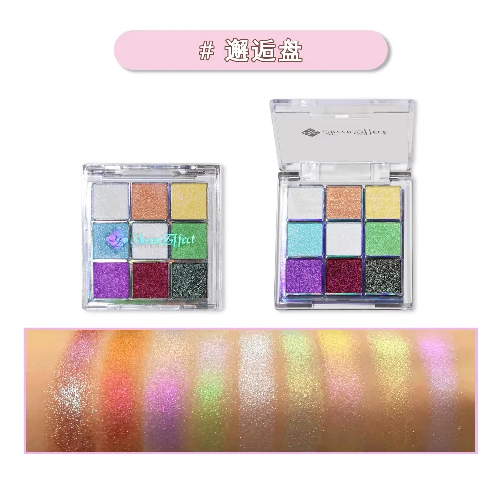 Sheeneffect 9 Color Eyeshadow Plate Chameleon Delicate And Shimmer Eyeshadow Chrome High End makeup Cosmetics