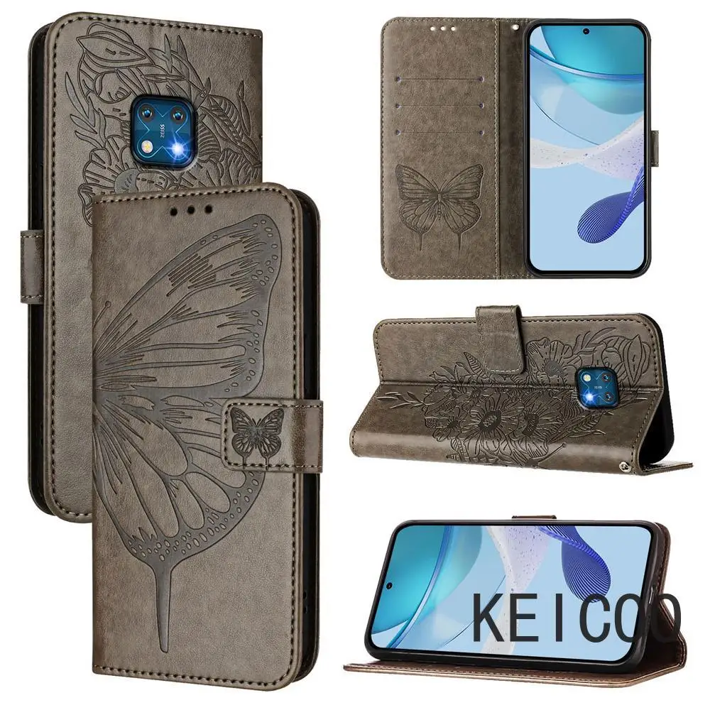 Call Convenient Shell for Nokia X20 X10 HMD Pulse X30 XR20 Pro 5G Embossed Butterfly Leather Case All Round Simplicity Covers