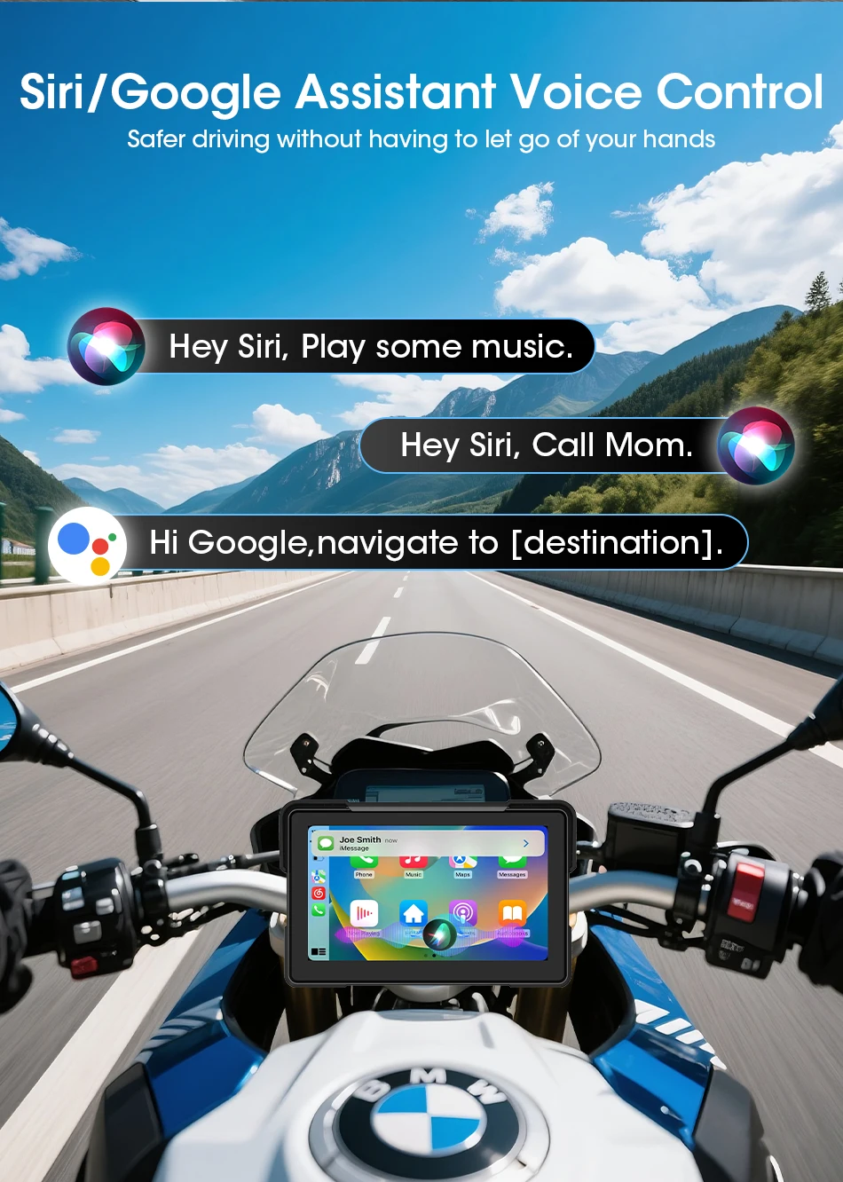 Srnubi 7-Zoll-Motorradradio für BMW R1200GS/ R1250GS/ R1300GS /S1000XR, kabelloses Carplay und Android Auto, GPS-Navigation, PND – Detail 8