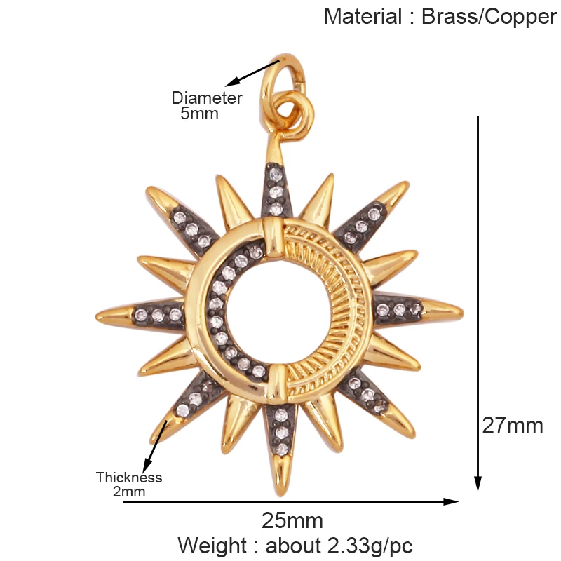 Delicacy Blue Moon Star Charm Pendant,Brass Pave Cubic Zirconia CZ Crystal,Necklace Bracelet Jewelry Accessories Supplies K56