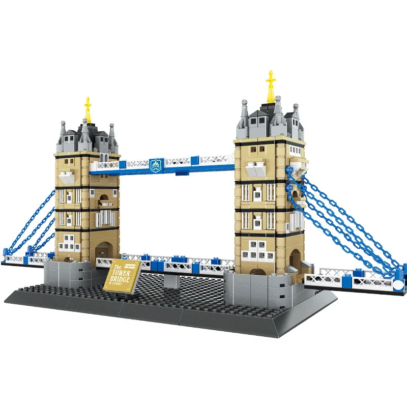 Creatieve Groot-Brittannië Bouwsteen Engeland London Tower Bridge Bouwmodel Baksteen Historische Architectuur Educatief Speelgoed