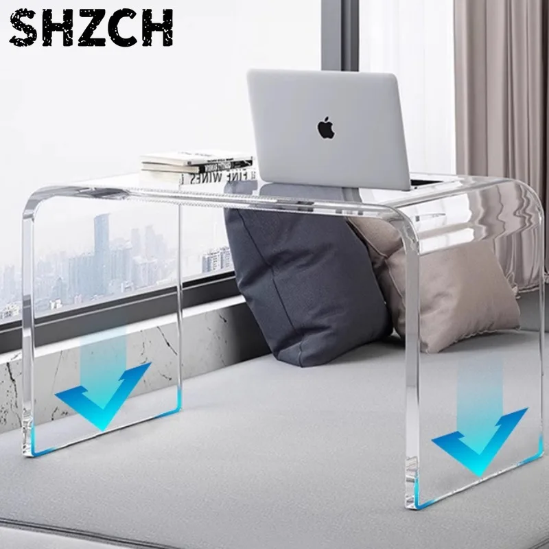 Multi-Purpose Acrylic Center Table, Industrial Transparent Coffee Table with Metal Frame, Waterproof Modern Home Furniture