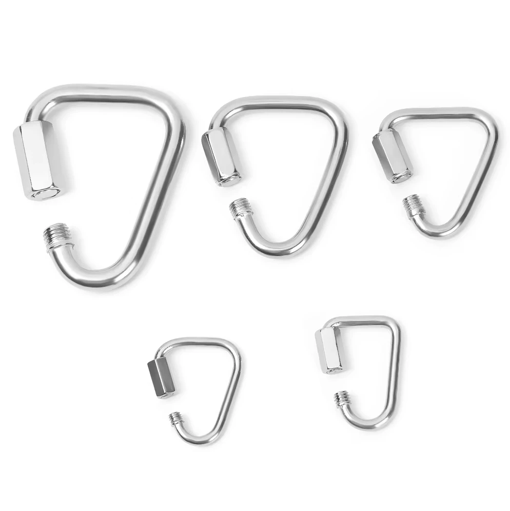 304 Edelstahl Oval-Dreieck-Karabinerhaken Schnellverbindungsseilverbinder für Anhänger, Schaukelhängematten, Kabel und Camping – Detail 5