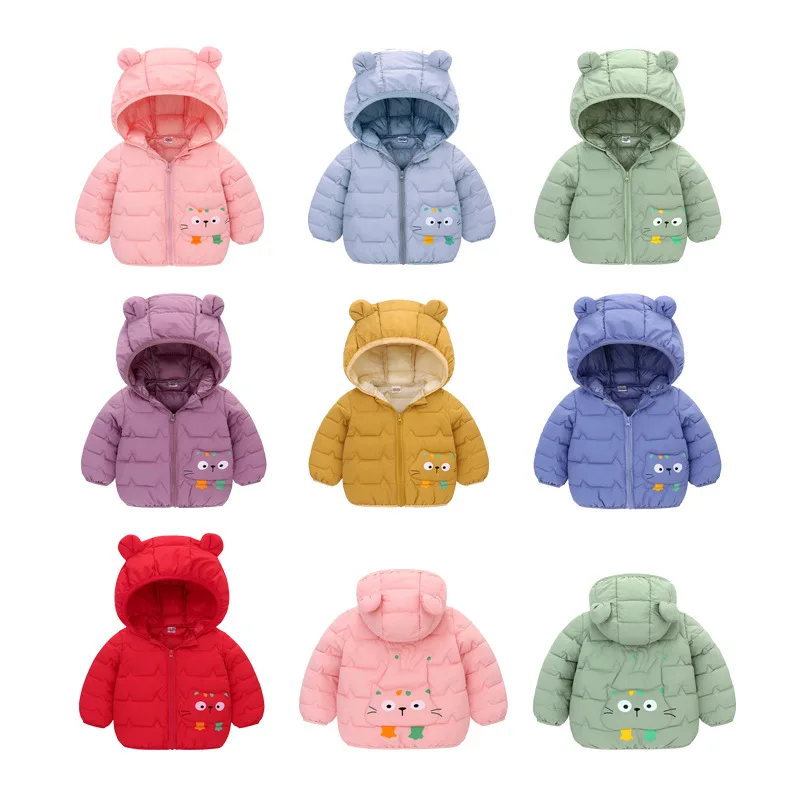 

Winter Jacket Boys Girl Hooded outerwear Sweet Cartoon Printing Korean Thickening 0-6 Years Old BeiBei Fashion Children Clothing