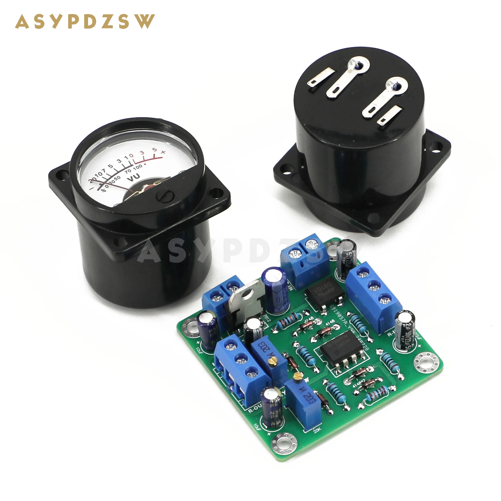 ASYPDZSW VU358 VU 레벨 LM358 오디오 계량기 드라이버 DIY 키트, 완제품 보드, 따뜻한 LED 계량기 헤드 포함, 감도 조절 가능 2 개