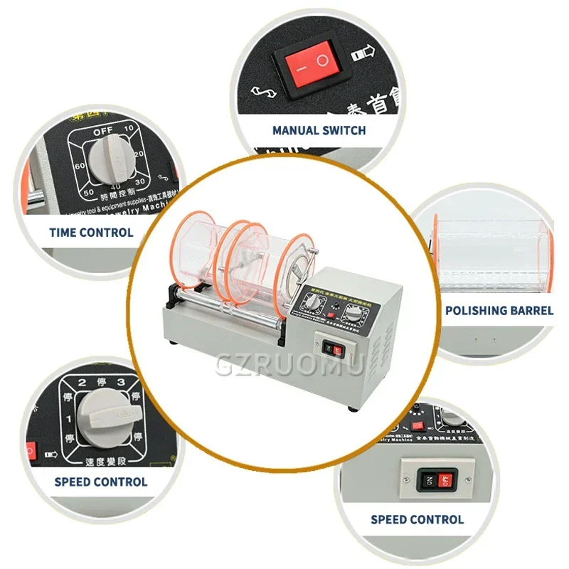 Lucidatrice per gioielli lucidatrice per superfici a bicchiere rotante 2.2KW KT-1320 regolazione a quattro velocità lavoro temporizzazione pulizia dei gioielli