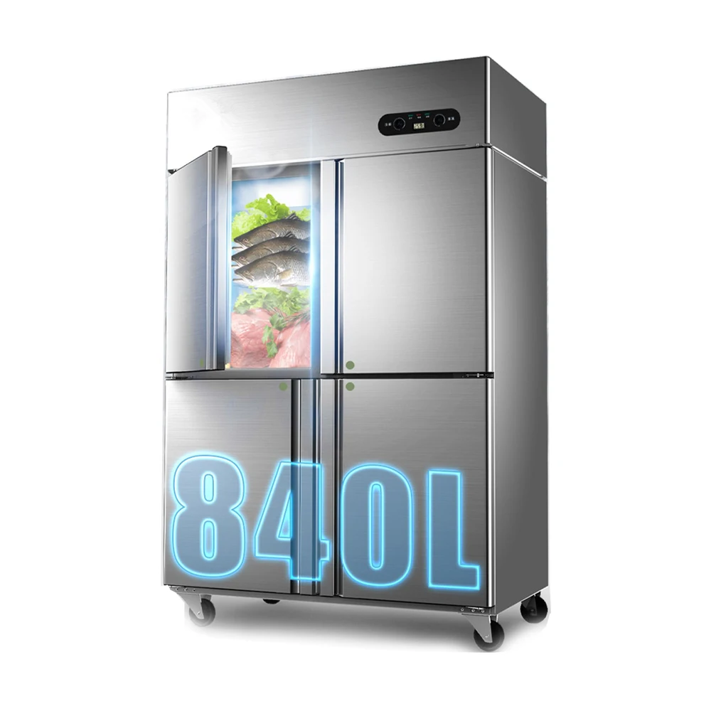 Frigoríficos y frigoríficos comerciales verticales de 4 puertas con refrigeradores americanos de acero inoxidable