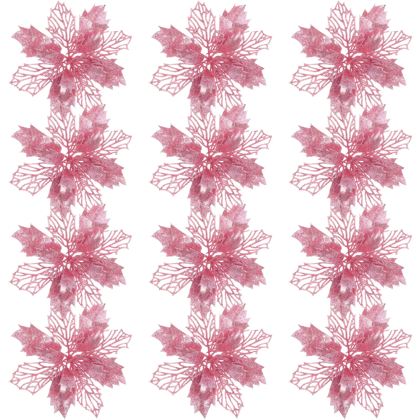

12Pcs Christmas Artificial Flower Pendant Glitter Flower Ornament Hanging Decor Xmas Tree Wall Door Party Festival Accessories