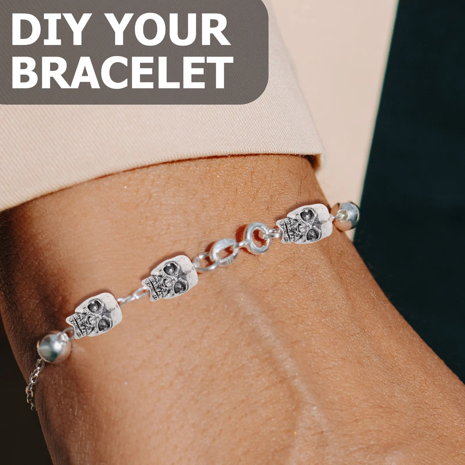 

10Pcs Durable Alloy Skull Spacers 12x11x9mm 4mm Hole Silver DIY Jewelry Making Accessories Skull Spacer DIY Spacer