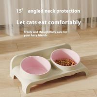 Food Feeders Pet Double Bowls Feeder Adjustable Height Cats Dogs Drinker Water Bowl Dish Elevated Feeding Supplies