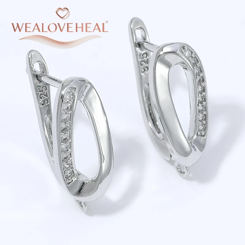 schmuckherstellung zubehör, Rhodiumplattierte Messing-Ohrringhaken mit Mikro-Pavé-CZ, gedrehtem ovalem Design und Öse, Schmuckzubehör für DIY-Ohrhänger – Detail 16