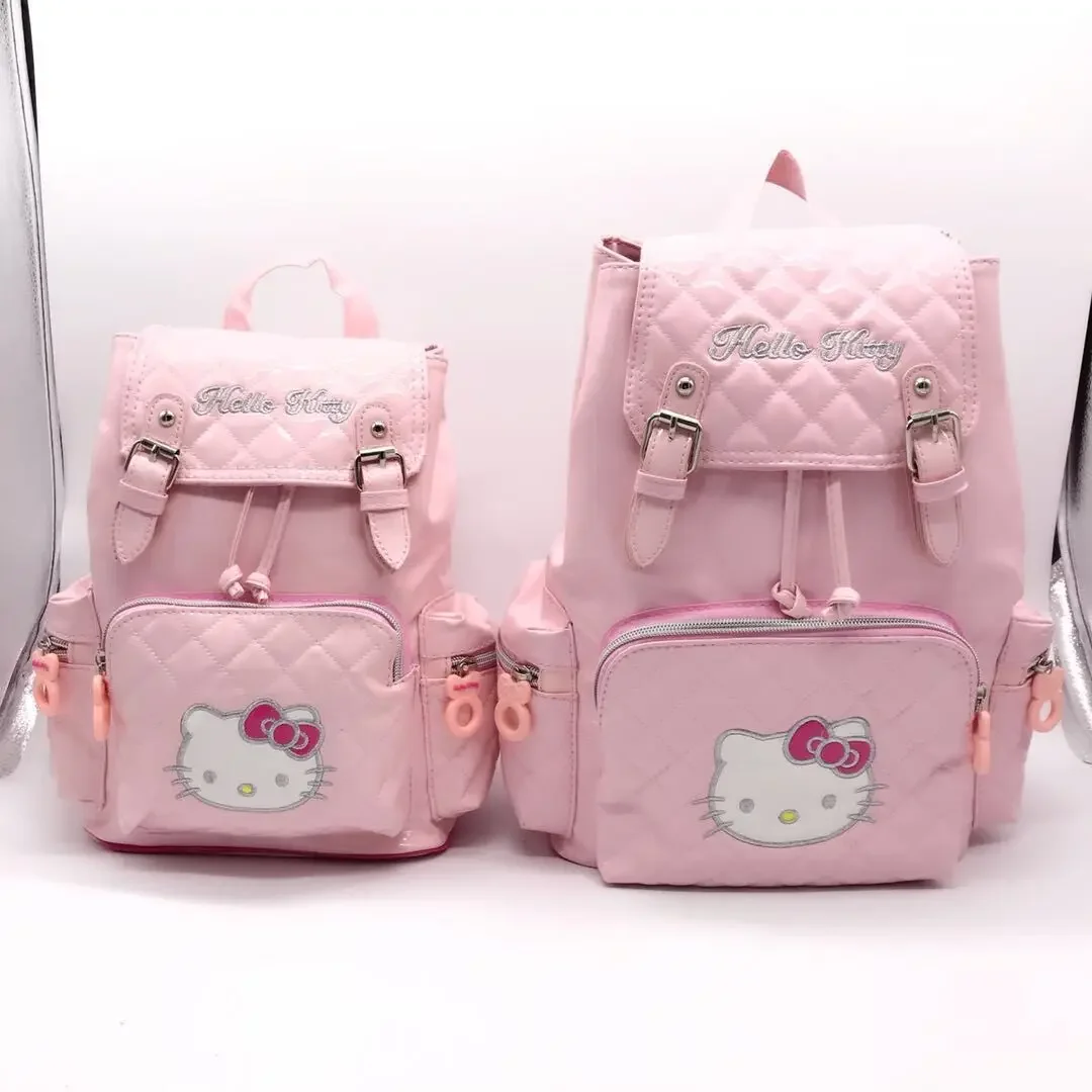 Mochila Kawaii Hello Kitty Y2K de alta capacidad, bandolera de dibujos animados de Pu, bolsa de viaje de superficie brillante, regalo de Navidad a la moda para niñas