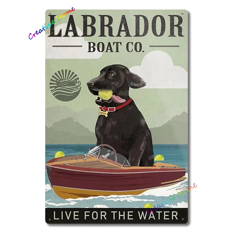 Retro labradorodle Dog Vintage Funny Metal Sign per Cafe bagno soggiorno Home Art decorazione della parete targa regalo 8X12 pollici