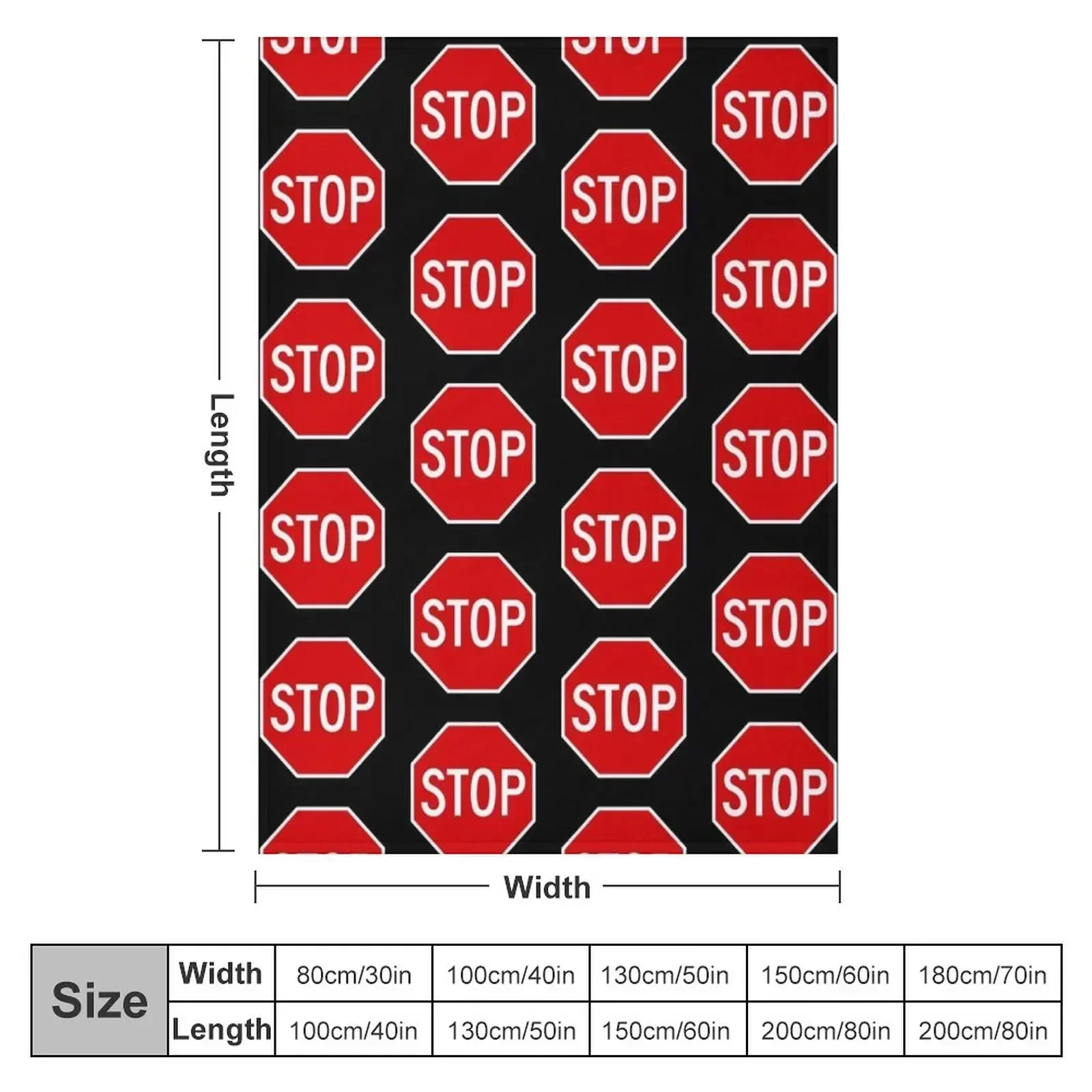 New Red Stop Sign Illustration with Black Background Throw Blanket