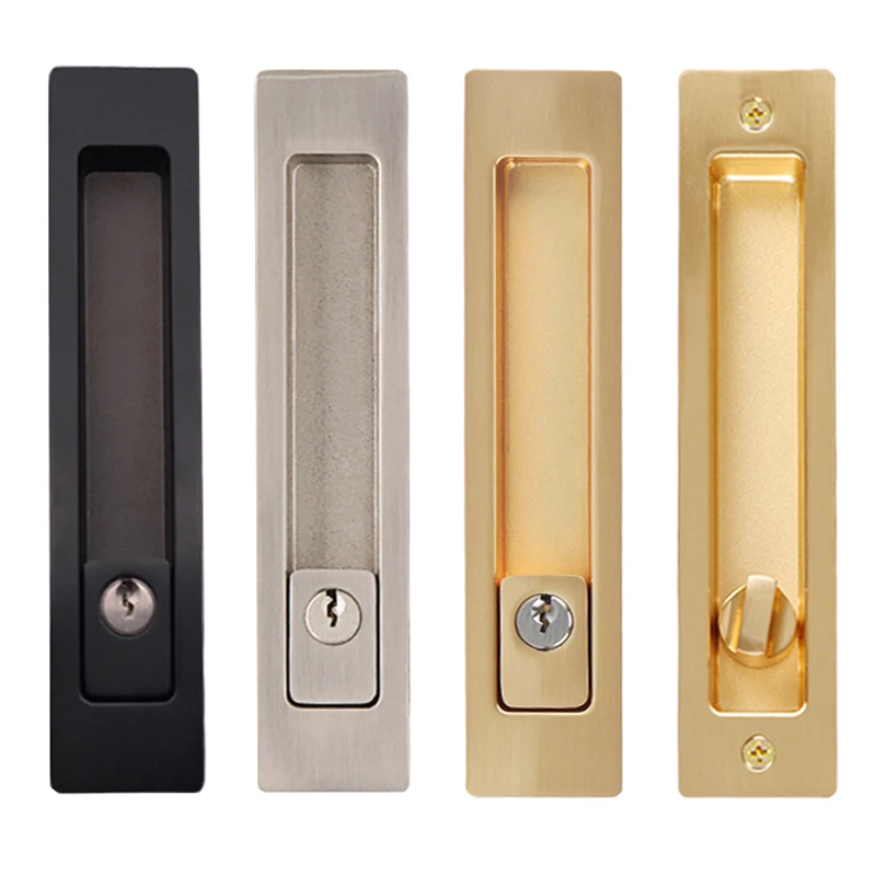 Brand New Barn Sliding Door Locks Gate Square Handle Lock Invisible Hidden Wooden Door Hook Lock with Key/No Key