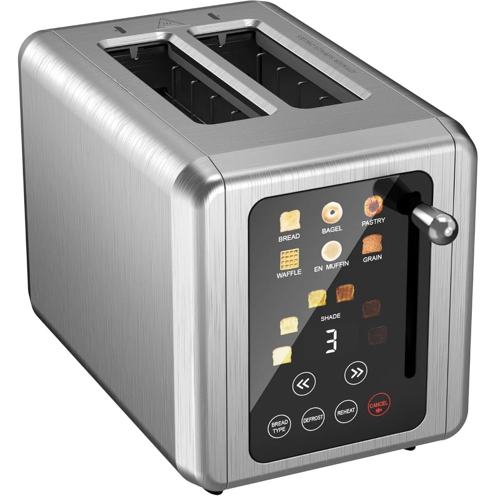 

Touch Screen Toaster 2 Slice, Stainless Steel Digital Timer Toasters, 6 Bread Types, Smart Extra Wide Slots Toaster