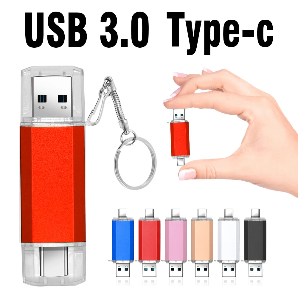 Флэш-накопители Type-C 2IN1 USB 3.0 64 ГБ, бесплатный индивидуальный логотип, 32 ГБ, мини-металлическая карта памяти 16 ГБ 32 ГБ для телефона Samsung U Dick