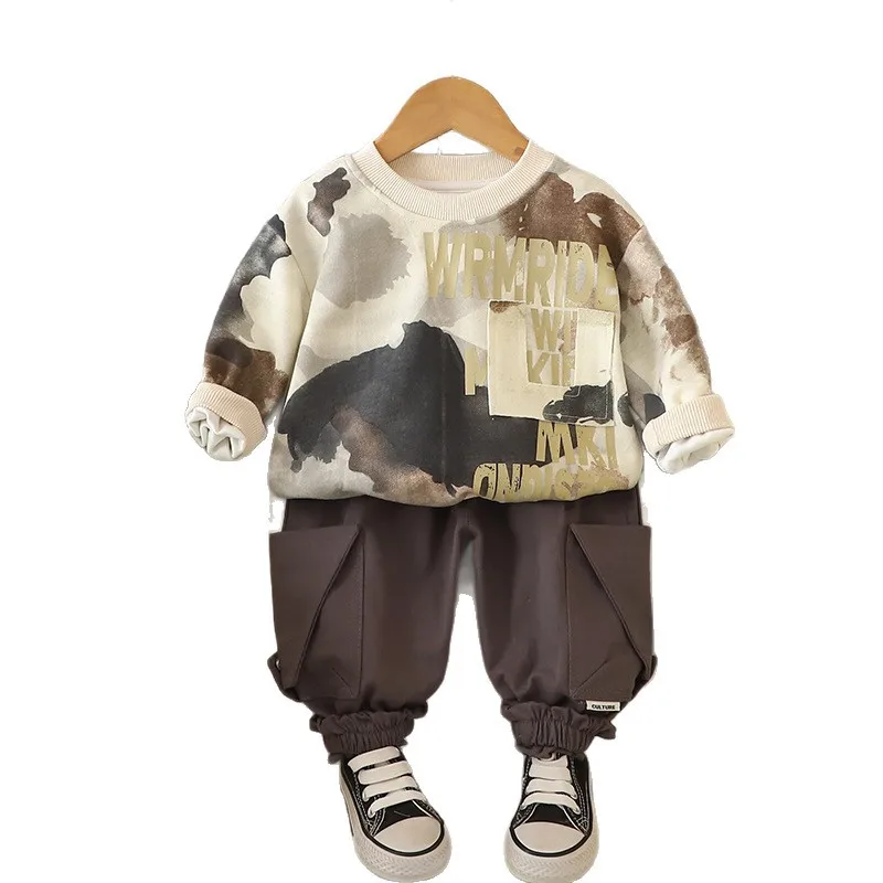 

New Spring Autumn Baby Girls Clothes Set Children Boys Long Sleeved T-Shirt Pants 2Pcs/Set Infant Letter Costume Kids Tracksuits