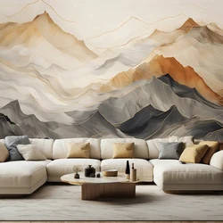 New Chinese Style Art Decor Wallpaper Custom Any Size Photo Mural Abstract Lines Mountain Pattern Background Papel De Pared 3D