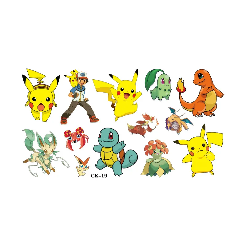 1Pcs Pokemon Tattoo Stickers Pikachu Temporary Tattoos For Kids Birthday Party Supplies Cute Tattoos Stickers Decoration