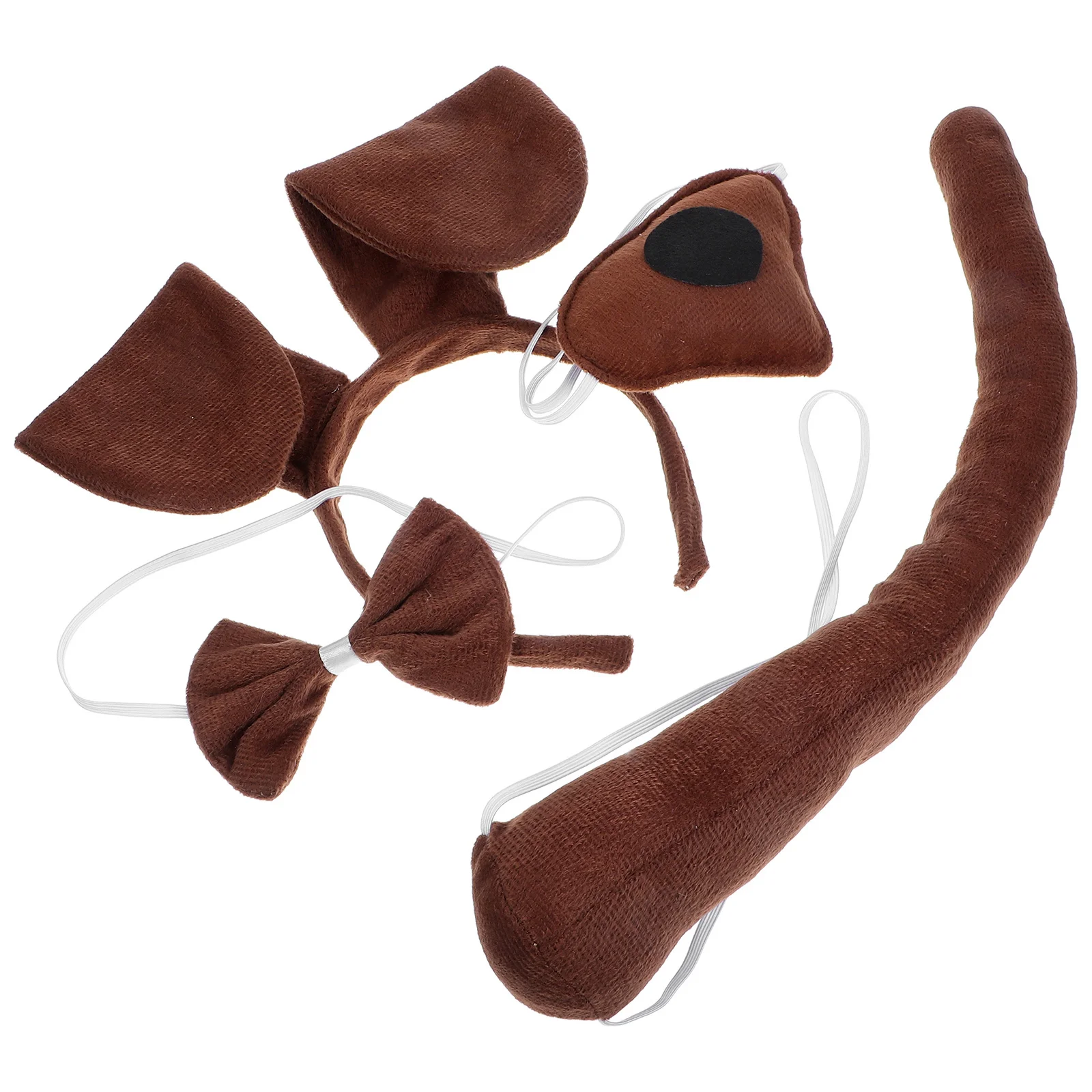 1 set costume da cucciolo per bambini set realistico orecchie di cane fascia per naso coda papillon Halloween animale vestire festa cosplay