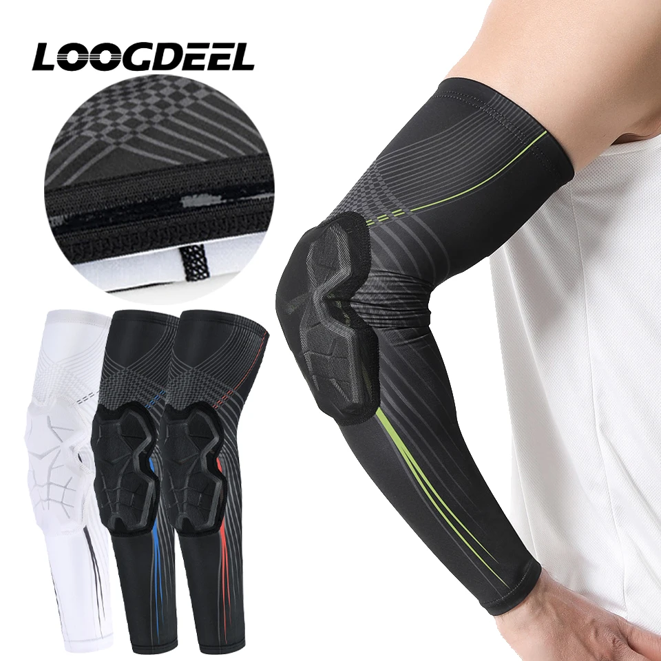 

LOOGDEEL 1 PCS Sports Crashproof Elbow Pads Basketball Football Bicycle Elbow Support Guard Compression Arm Sleeves for Outdoor
