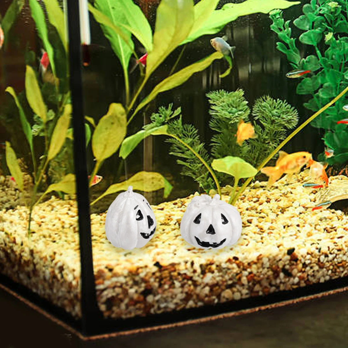

2pcs Pumpkin Aquarium Ornaments Resin Fish Tank Decoration Hiding Cave Craft Shelter for Reptiles Amphibians Unique Vivid