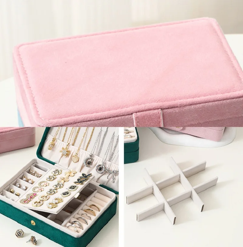 Jewelry Organizer Box Multi-Functional Velvet Jewelry Box Necklace Display Box Spacious For Gift Dressing Table Bedroom