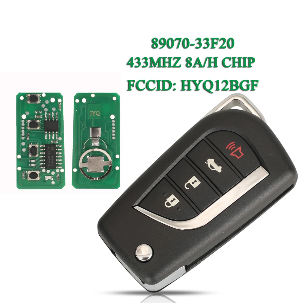

jingyuqin 3+1 кнопки для Toyota Camry 2018, оригинальный выкидной ключ-пульт 433 МГц 8A-H 89070-33F20 FCCID: HYQ12BGF IC: 1551A-12BGF