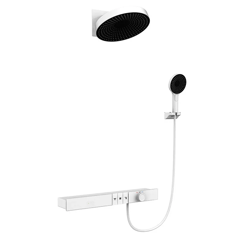 All copper light luxury constant temperature shower shower set three-function handheld household brass shelf simple hot