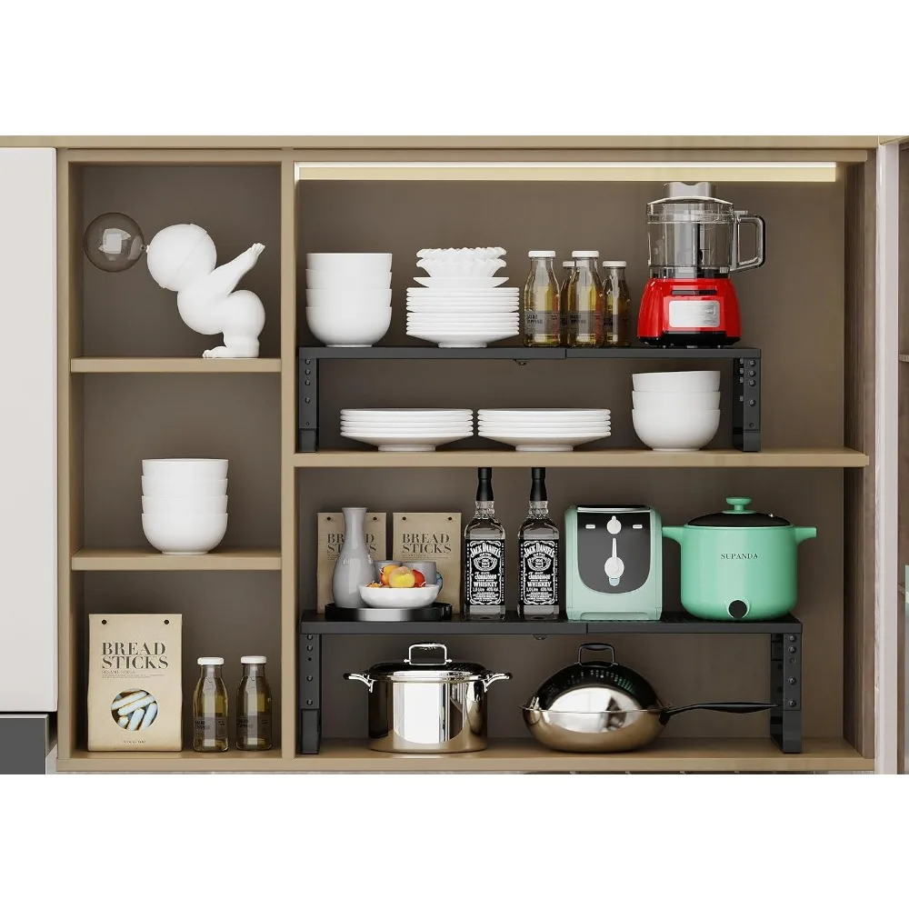 Organizador de cocina apilable ajustable expandible, estante de especias, estantes de almacenamiento de despensa de Metal, estante de mostrador para armarios