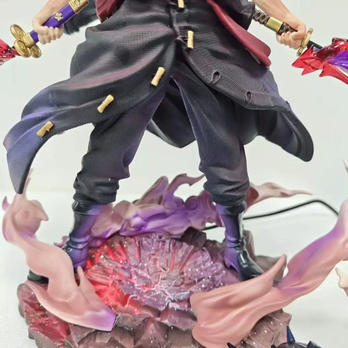 28cm/11.02inch One Piece Zoro Figure Led Base Replace Heads Roronoa Zoro Pvc Action Figures Collection Model Toys Gifts view 5