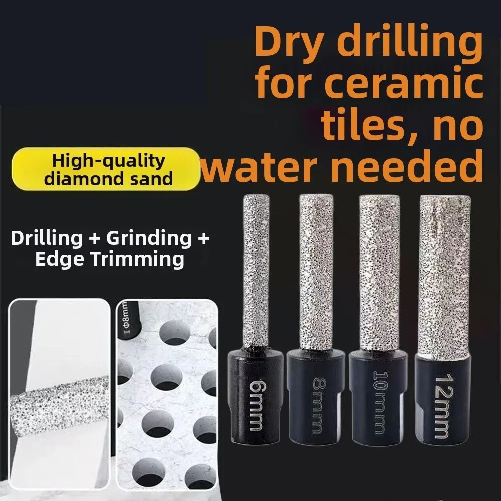 

4 шт. шестигранный хвостовик, сверло для керамической плитки, сухое сверление, 6/8/10/12 мм, открывалка для отверстий в плитке, пайка M10, сверло для плитки с резьбой