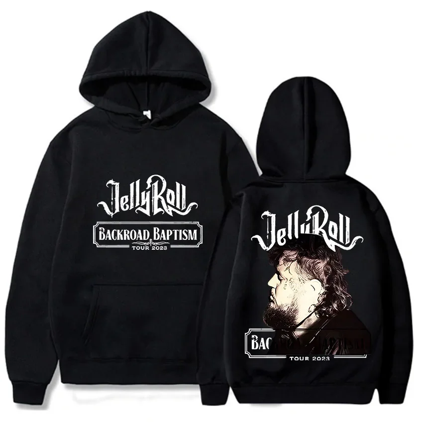 2025 Jelly Roll Long Sleeved Fleece Hoodie Back Print  Hip Hop Sweatshirts Gothic Hooded Clothing Fashion Retro Classic Simple