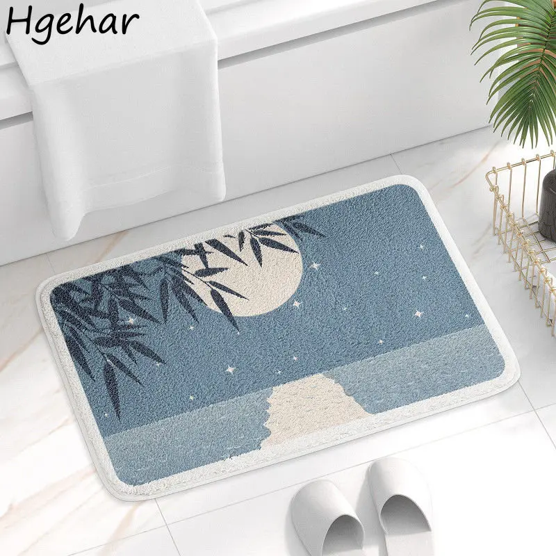 Suede Bath Mats Soft Bathroom Shower Bathtub Side Rugs Super Absorbent Non-slip Entrance Door Mat Durable Floor Tapis Modern Ins