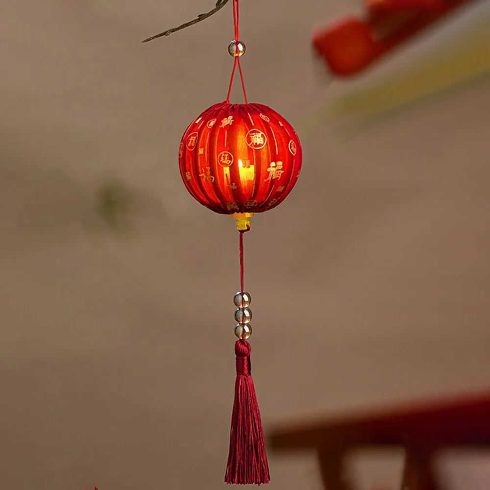 

2026 Horse Year New Year Lantern Glowing Handmade Luminous Cloth Lantern with Tassel Small Lanterns DIY Handheld Lantern