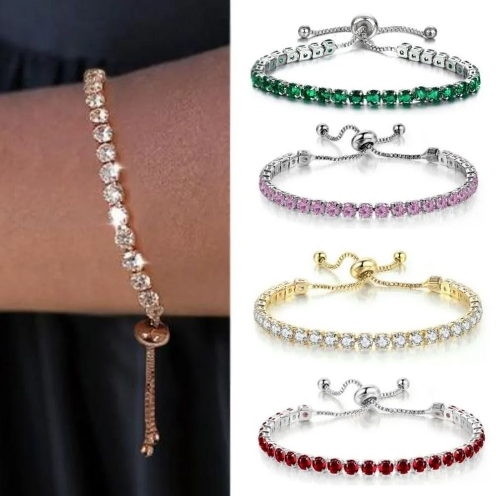 Adjustable Crystal Tennis Bracelet Glitter String Stretch Fit Multicolor CZ Bracelet Wedding Jewelry Jewelry Accessories
