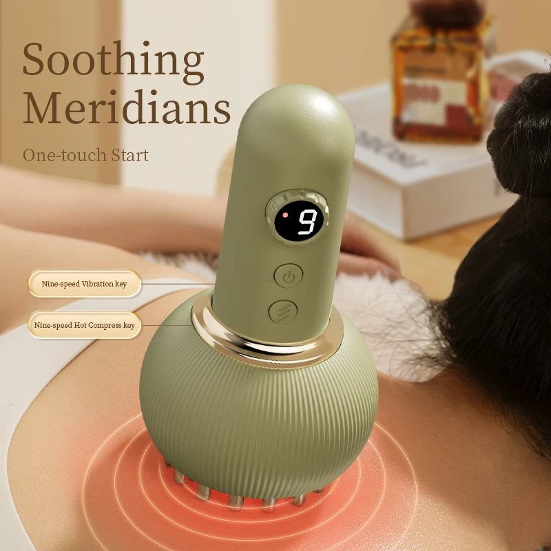 Electric Meridian Brush Gua Sha Body Massager Vibrate Microcurrent Hot Compress Scraping Lymphatic Drainage Machine Fat Burner