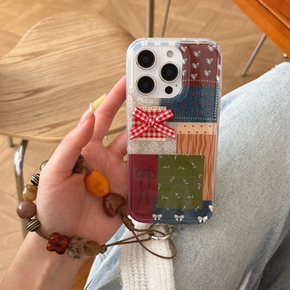 

Модный чехол для телефона с стереоскопическим бантом и цветком любви для iPhone 17, 16, 15, 14 Pro Max