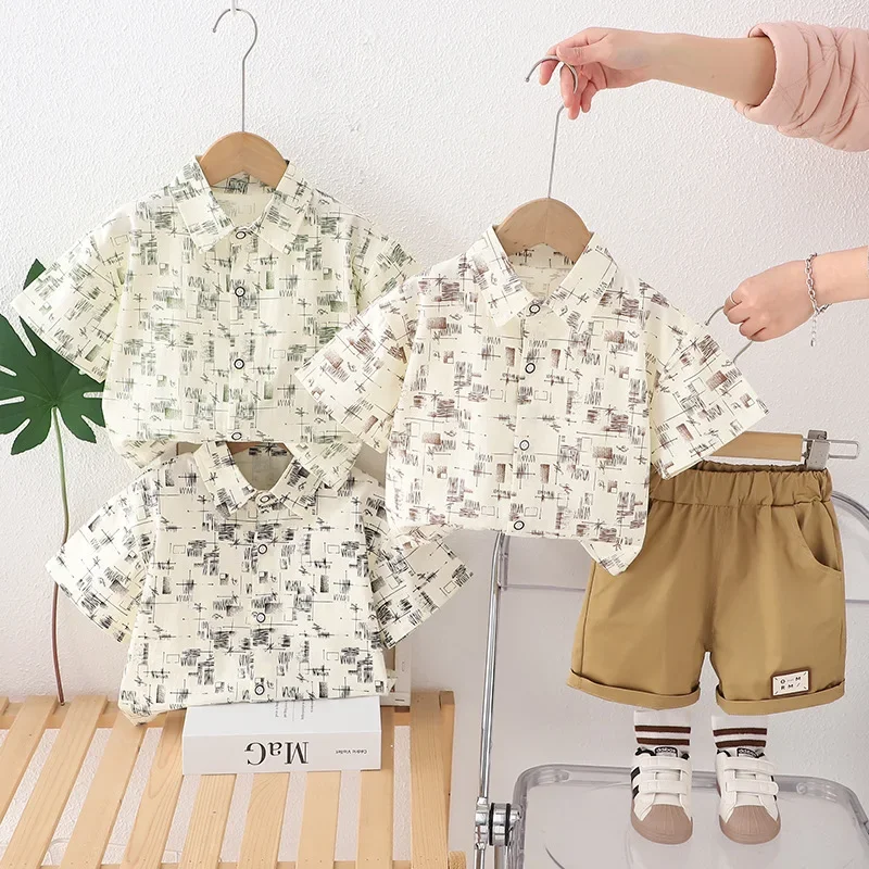 

New Summer Baby Clothes Suit Children Casual Shirt Shorts 2Pcs/Sets Toddler Boys Clothing Infant Cotton Costume Kids Tracksuits