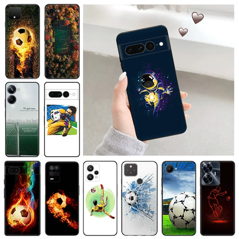 Play Football Art Silicone Phone Case Cover for Pixel 7 6 5 4 A 3 Motorola Edge40 Pro G52 G72 G53 G73 G200 G Stylus One Fusion