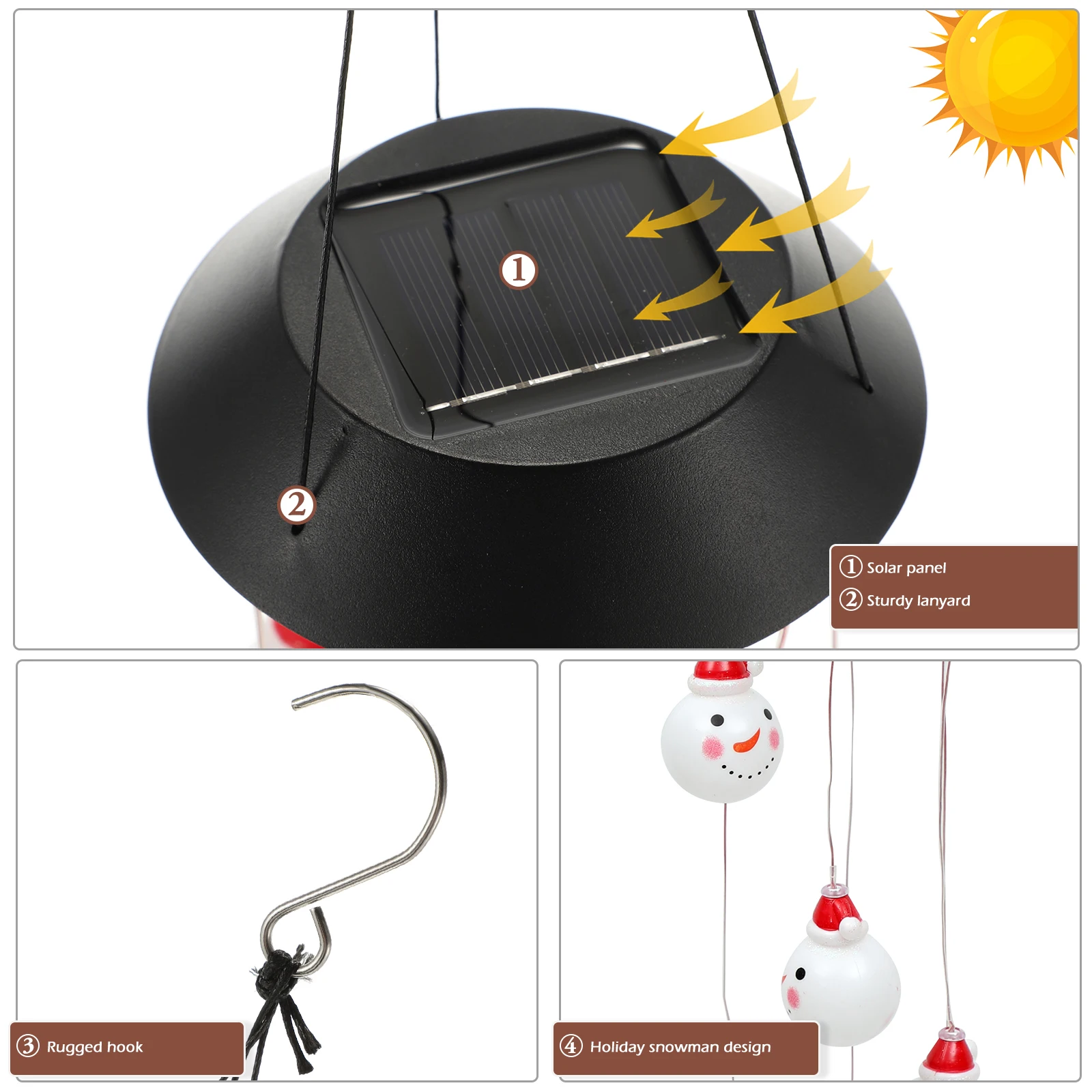 

Solar Wind Chime Light Snowman Decor Power Lights for Outdoors Bell Lamp Garden Plastic Mother Christmas Decoration