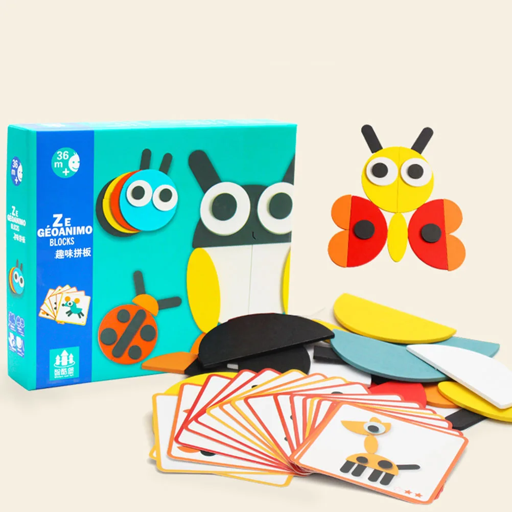 1 conjunto geométrico tangram de madeira crianças reconhecimento de cor educacional jogo de quebra-cabeça geométrico tangram classificação jogos