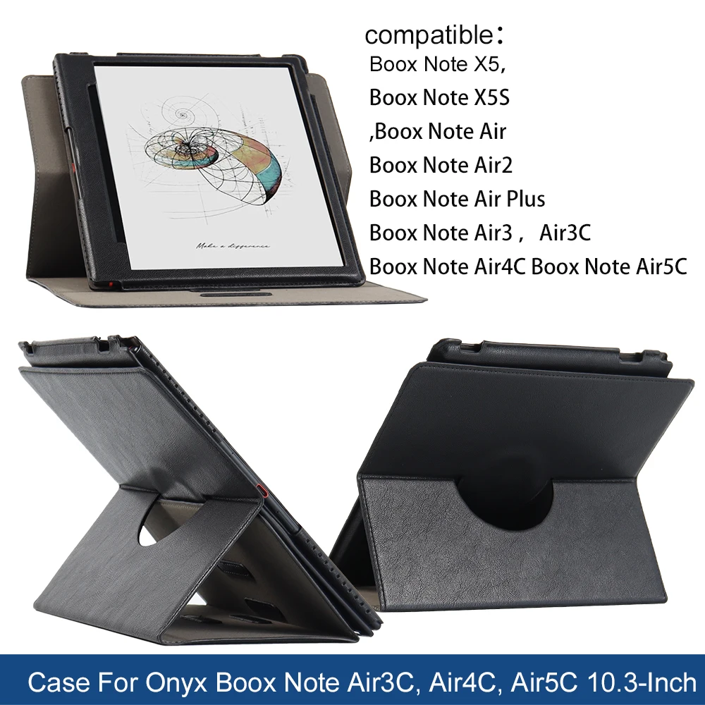 Soporte Multiángulo Giratorio con Rotación de 360° °   Funda con rotación para Onyx Boox Note Air 5C 4C 4 C 3C 2 Plus X5 X5S, desmontable, 10,3 pulgadas, eBook
