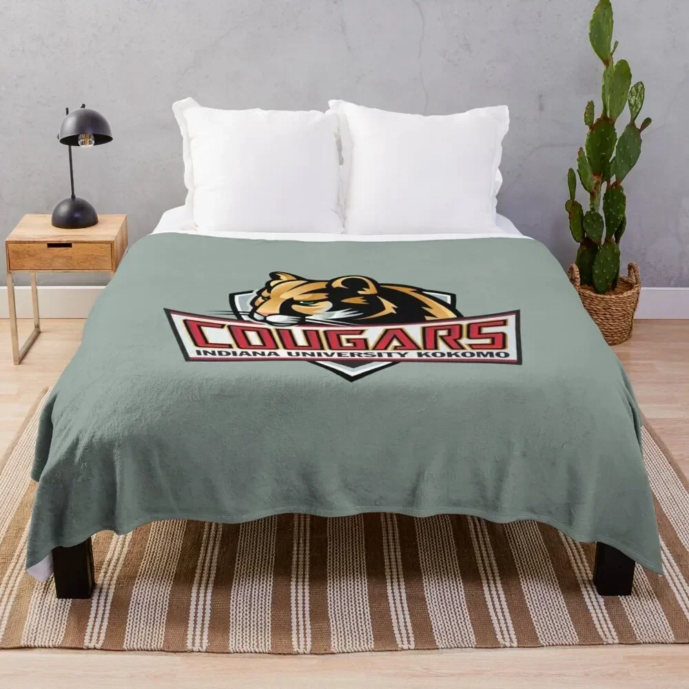 

The Indiana U Kokomo Cougar Throw Blanket Loose For Decorative Sofa valentine gift ideas anime Blankets