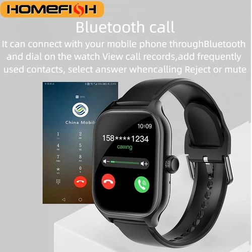 Imagen 2 del producto Reloj Inteligente HOMEFISH H9 con Llamadas Bluetooth, Fotografía Remota, Monitoreo del Sueño, Múltiples Modos Deportivos, Frecuencia Cardíaca y Presión Arterial