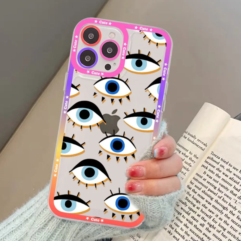 Evil Eye Phone Case For iPhone 13 14 Pro Max XS XR 12 11 Pro 13 Mini 6 7 8 Plus Soft Clear Back Cover