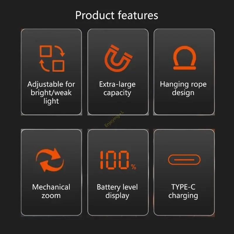 Practical LED Flashlight Rechargeable Flashlight Clear Battery Display Perfect for Convenient Outdoor Illuminations