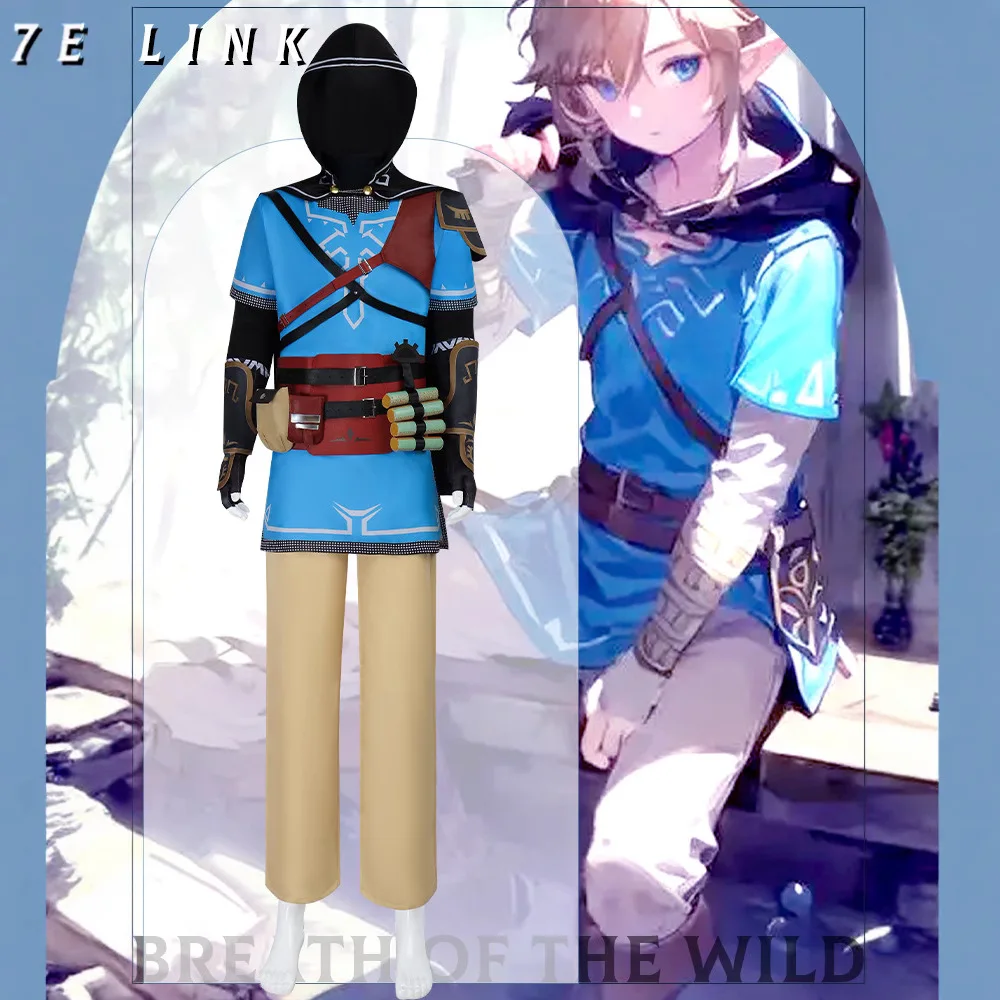 

Link Cosplay Costume Game Tears of The Kingdome Wild Link Shirt Cloak Prop Wig Ears Sets Adult Kids Outfit for Carnival Party